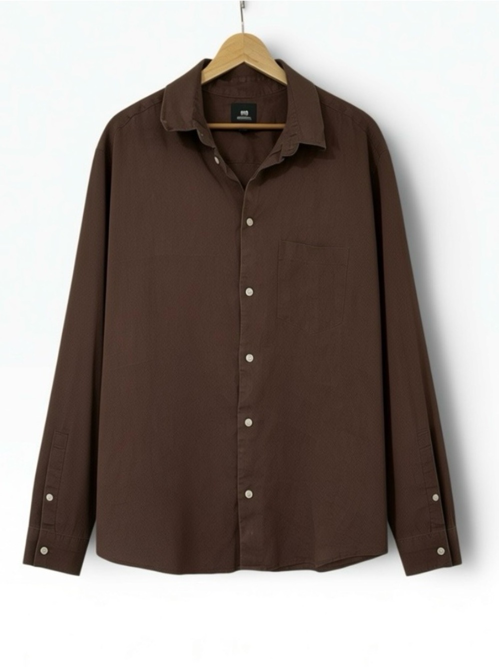 H&M 100% Linen Brown Button Front shirt Men’s Size Large